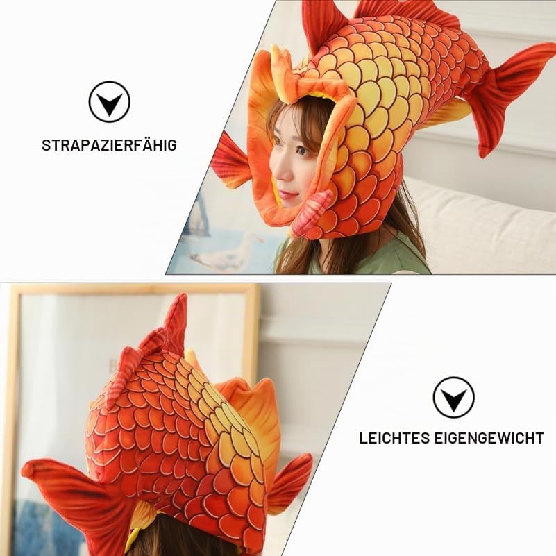 minkissy 1 Stück Funky Fischkopf Hut für Kreative Halloween Kopfbedeckung Weiches Material für Party