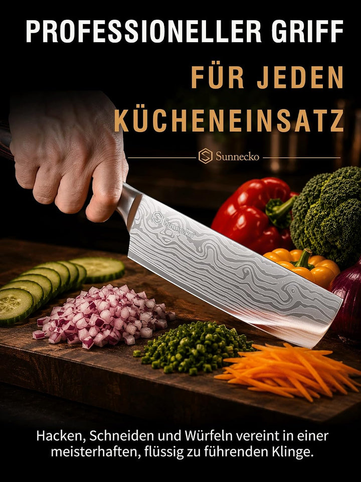 Sunnecko 18cm Küchenbeil Messer Küchenmesser - Klein Hackmesser Hackbeil Küchenmesser Kochmesser Pro