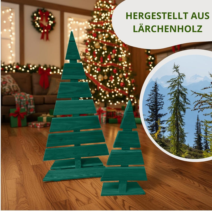 Floranica Weihnachtsdeko Weihnachtsbaum Lärchenholz Höhe 92 cm Fussbreite 45 cm Grün Holzweihnachtsb