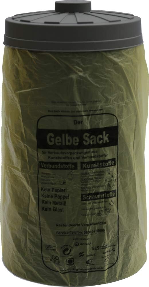 Sacktonne schwarz mit grauem Deckel - für Gelber Sack Ständer Müllsackständer, Müllständer, Wertstof