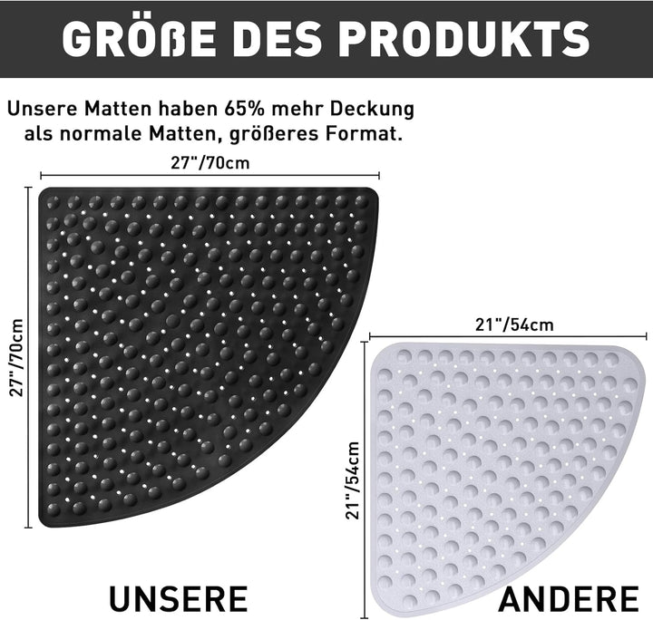 Duschmatte rutschfest Antirutschmatte Dusche 70 x 70 cm: Eckduschmatte Dreieckig Duscheinlage rutsch