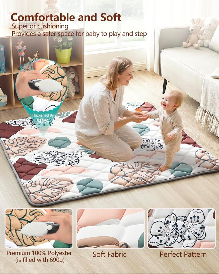 Hamino Krabbeldecke Für Baby 127 x 127CM, Krabbelmatte Baby Faltbar, Weich und Rutschfest Spielmatte