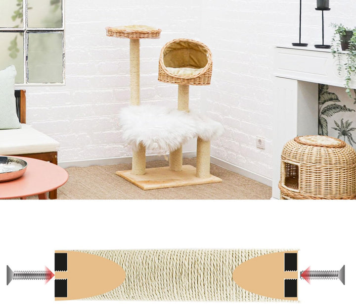 eyepower Sisal Ersatzstamm für Kratzbaum - 40 cm Ø 7,1 cm M10 - Pfotenfreund Kratzstamm rund Ersatzt