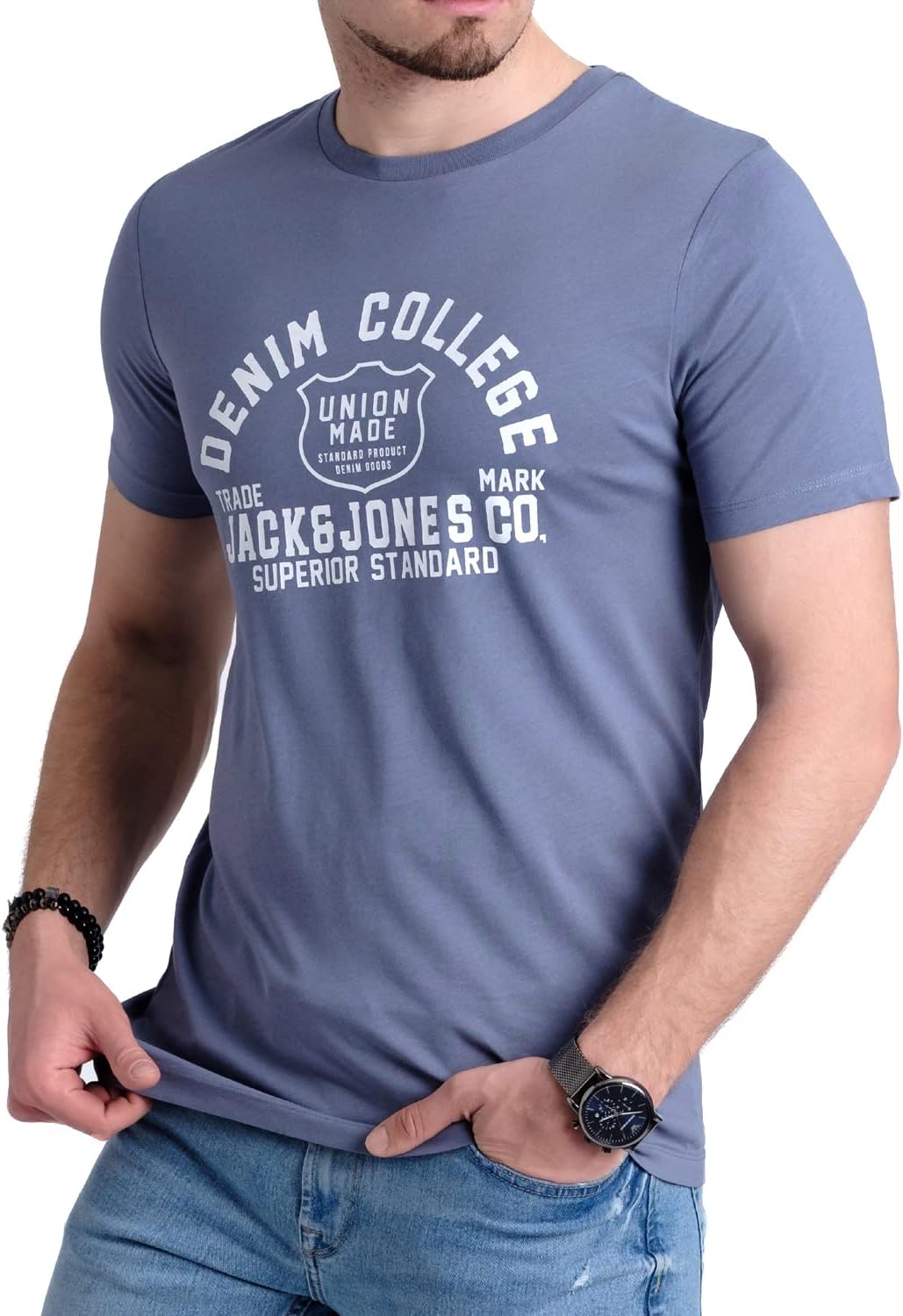 JACK & JONES Herren 5er-Set T-Shirts in verschiedenen Styles, Prints und Farben aus Baumwolle S Irin