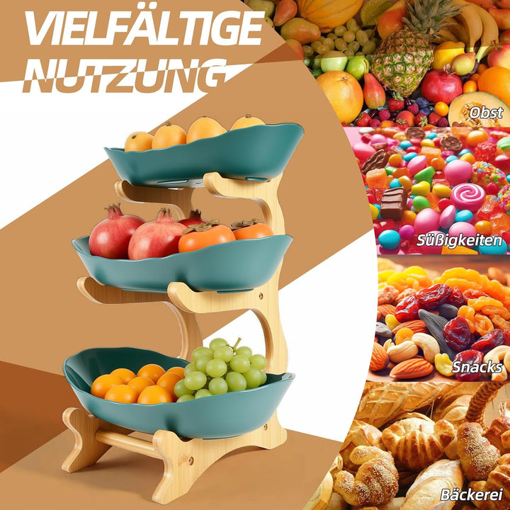 Tortenständer, mehrstöckige Obstschale, Küchenkorb, dekorative Schale für die Arbeitsplatte, dreistö