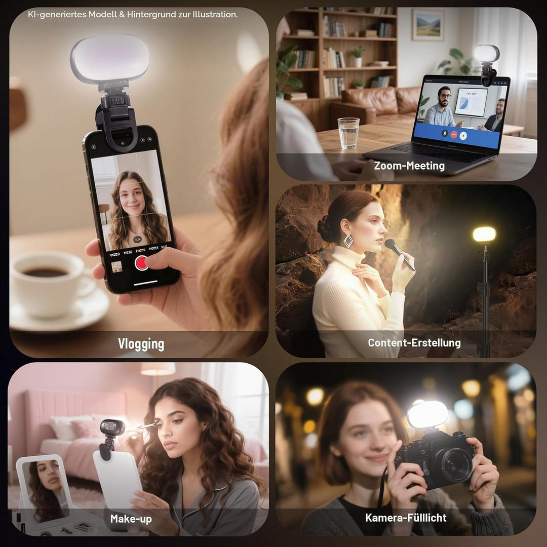 NEEWER BASICS Selfie Licht, Tragbares Handy Videolicht, 3W Clip on kleine LED Videoleuchte, Cold Sho