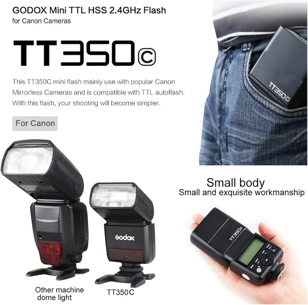 GODOX Blitzgerät TT350C Systemblitzgerät für Canon Kameras, Schwarz