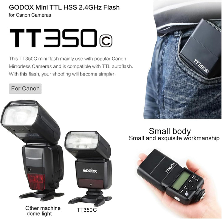 GODOX Blitzgerät TT350C Systemblitzgerät für Canon Kameras, Schwarz