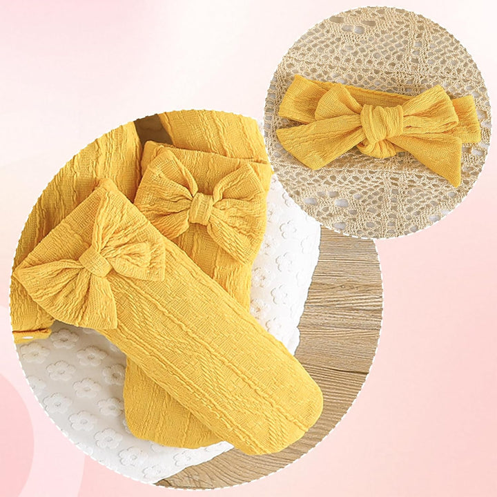 Kunyeah 3Pcs Baby Mädchen Outfits Kleinkind Ruffle Strampler Langarm Bodysuit+Bow Haarband+Socken Ne