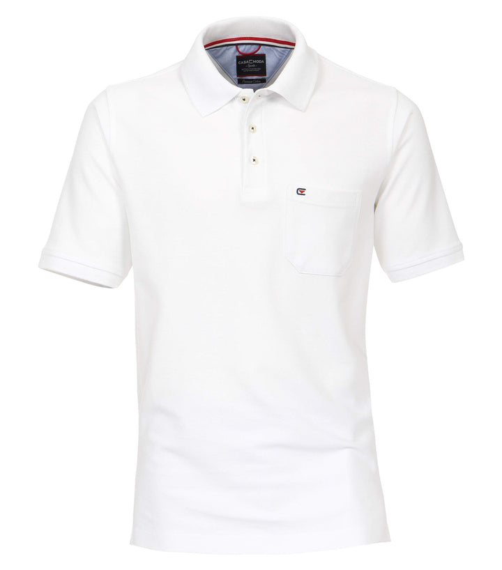 CasaModa Herren Polo-Shirt unifarben Brusttasche M Weiss, M Weiss