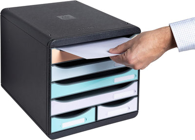Exacompta 3127296D Ablagebox Aquarel aus Recycling-Kunststoff mit 4 Schubladen für DIN A+ und 2 Schu