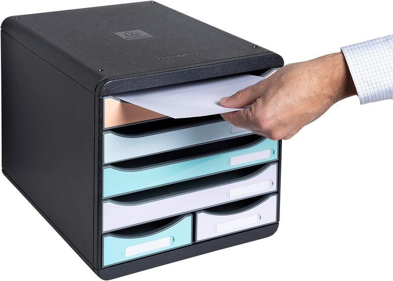 Exacompta 3127296D Ablagebox Aquarel aus Recycling-Kunststoff mit 4 Schubladen für DIN A+ und 2 Schu