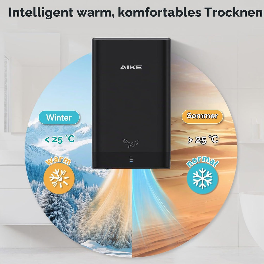 AIKE AK2822 ABS Händetrockner, Energiesparender elektrischer Hochgeschwindigkeits-Händetrockner, Aut