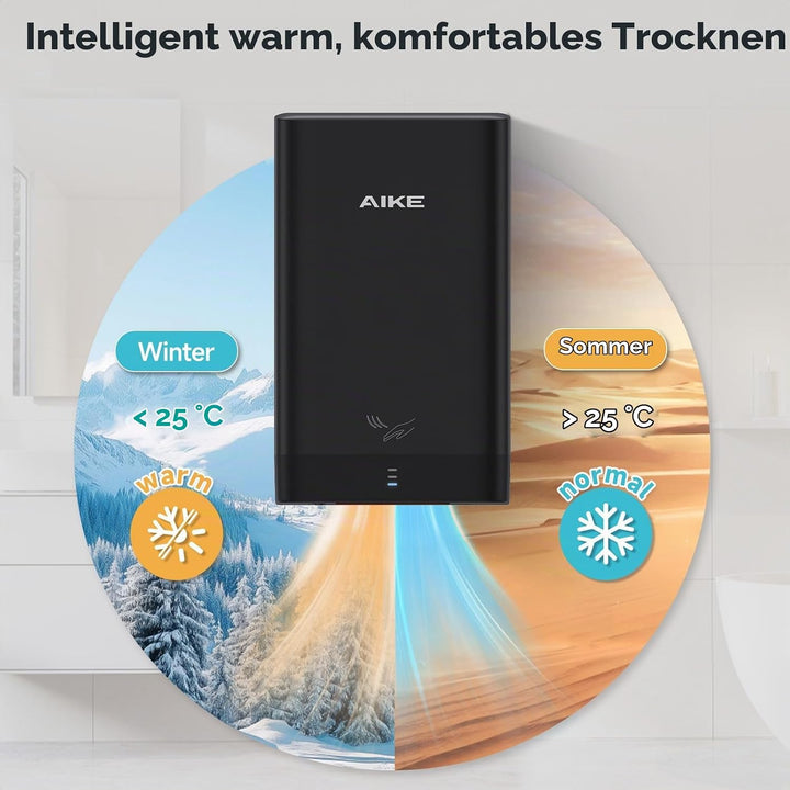 AIKE AK2822 ABS Händetrockner, Energiesparender elektrischer Hochgeschwindigkeits-Händetrockner, Aut