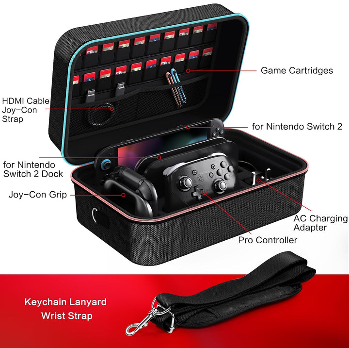 ivoler Tasche Kompatibel mit Nintendo Switch 2 Model 2025, Deluxe Harte Tragetasche Schutz Portable
