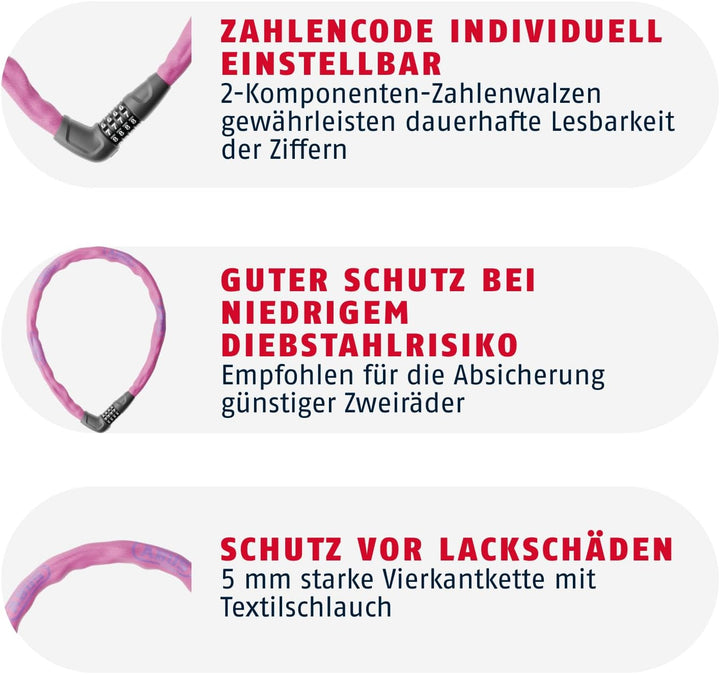 ABUS Kettenschloss Steel-O-Chain 5805C – Zahlenschloss aus 5 mm starken Stahlkette – ABUS-Sicherheit