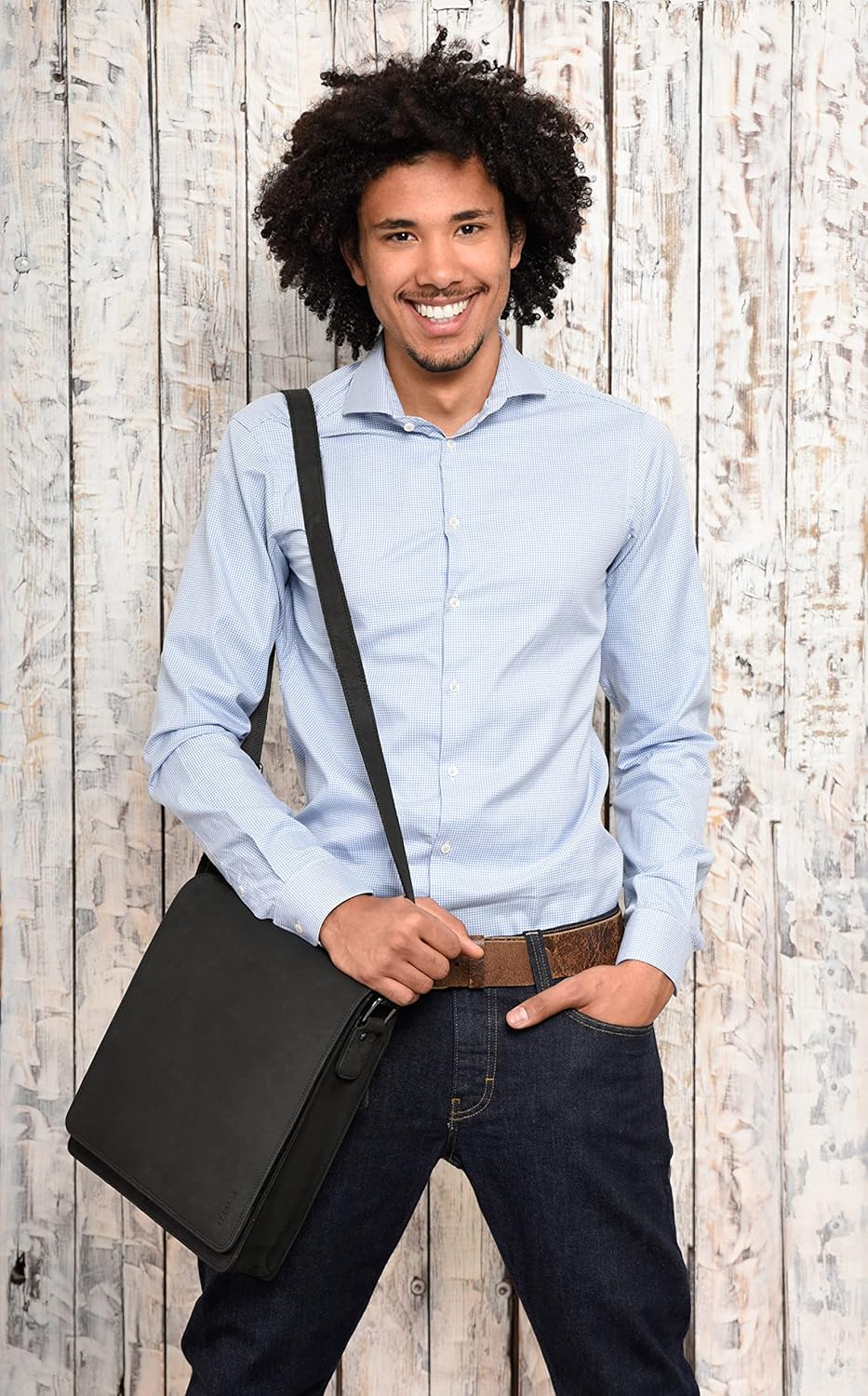 LEABAGS London Leder Umhängetasche – Vintage Messenger Bag aus Echtleder für Damen & Herren – Kleine