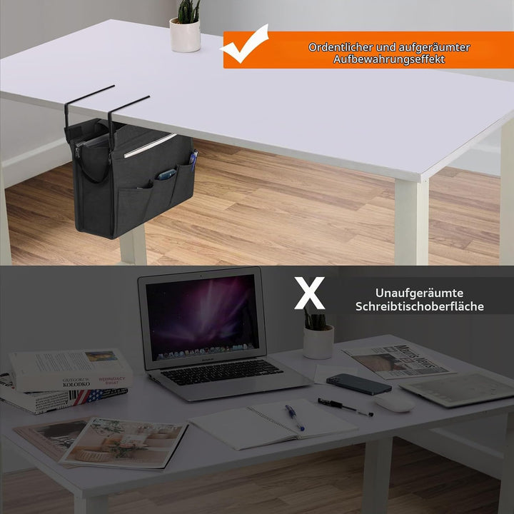 MASTLU Hängeorganizer Büro Organisation Unter Schreibtisch, Hängetasche Aufbewahrungstasche Betttasc