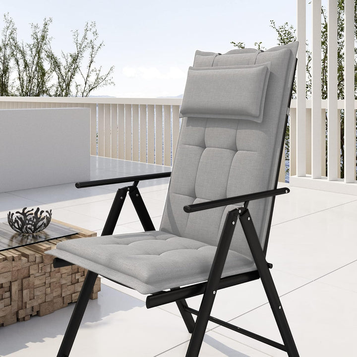 sunnypillow 2er Set Gartenstühle und Gartenstuhlauflagen Hochlehner | 120x50x9 cm Hochlehner Auflage