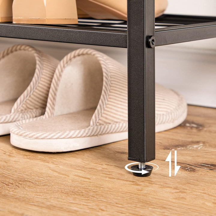 HOOBRO 4 Ebenen Schuhregal, Schuhablage schmal, 100 x 30 x 68 cm, Schuh-Organizer mit sitzfläche, Ei