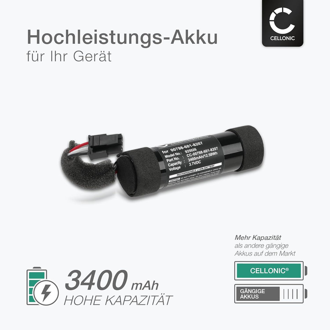 CELLONIC Akku kompatibel mit Logitech Ultimate Ears Boom 2, UE Boom 2 3.7V 3400mAh 2x 3400mAh, 2x 34