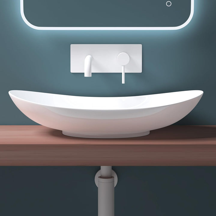 Mai & Mai Aufsatzwaschbecken Waschschale Waschbecken in Weiss aus Keramik inkl. Nano-Versiegelung Br