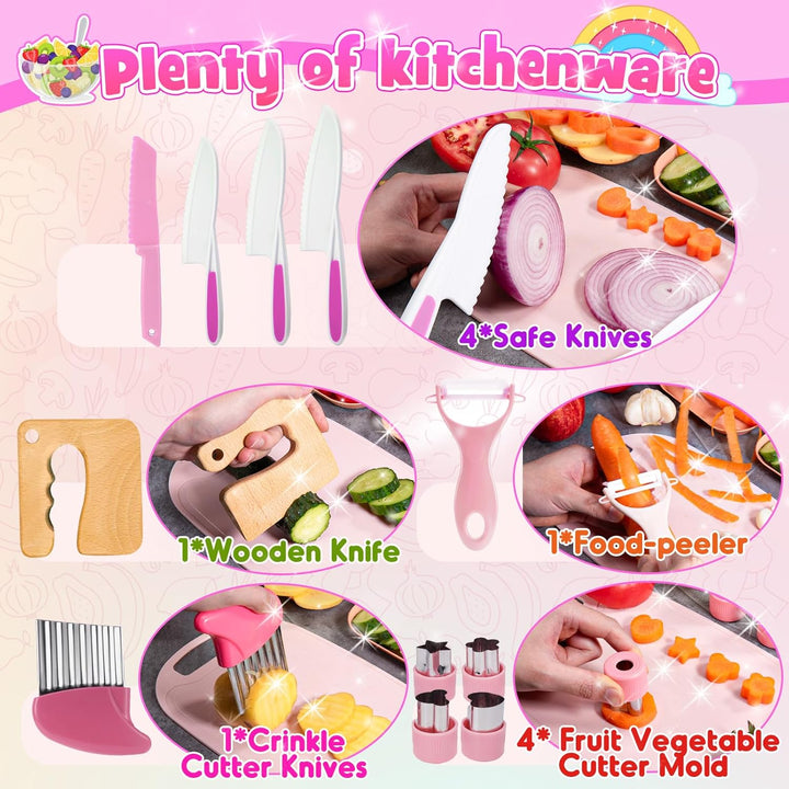 JoltJive Kindermesser, Kindermesser ab 1 2 3 4 5 6 jahre Kinderküche mit Faltbarer Aufbewahrungsbox