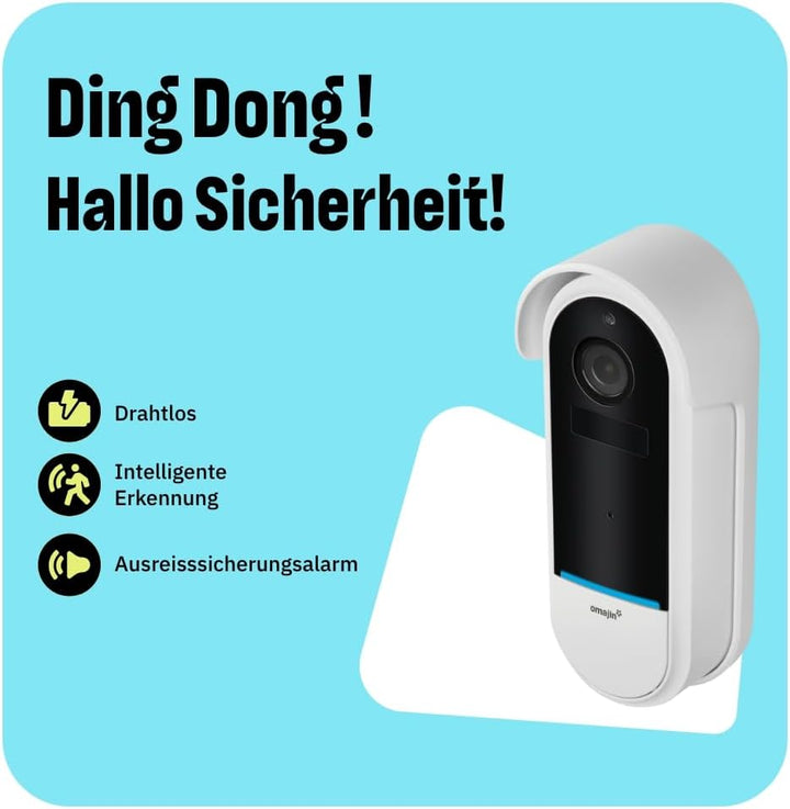 OMAJIN by Netatmo, Smarte Videotürklingel, 2 K, schnurlos, Batterien, Gong inbegriffen, Bewegungs-/P