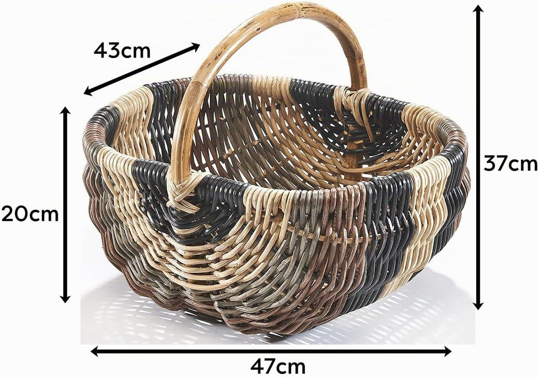 Kobolo Einkaufskorb Korb Rattankorb geflochten Rattan Mehrfarbig