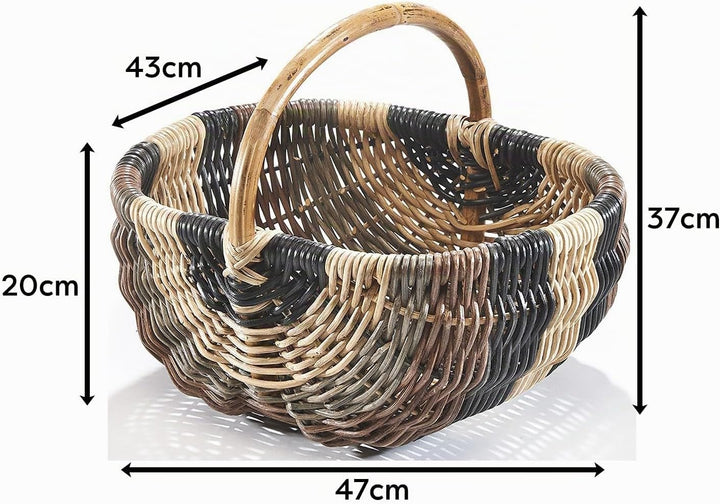 Kobolo Einkaufskorb Korb Rattankorb geflochten Rattan Mehrfarbig