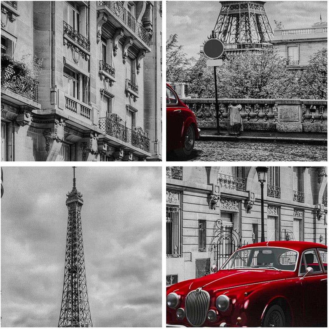 Bilder auf Leinwand Auto Eiffle Strasse Gebäude Leinwandbild 70x50cm Wandbilder Dekoration Wohnzimme