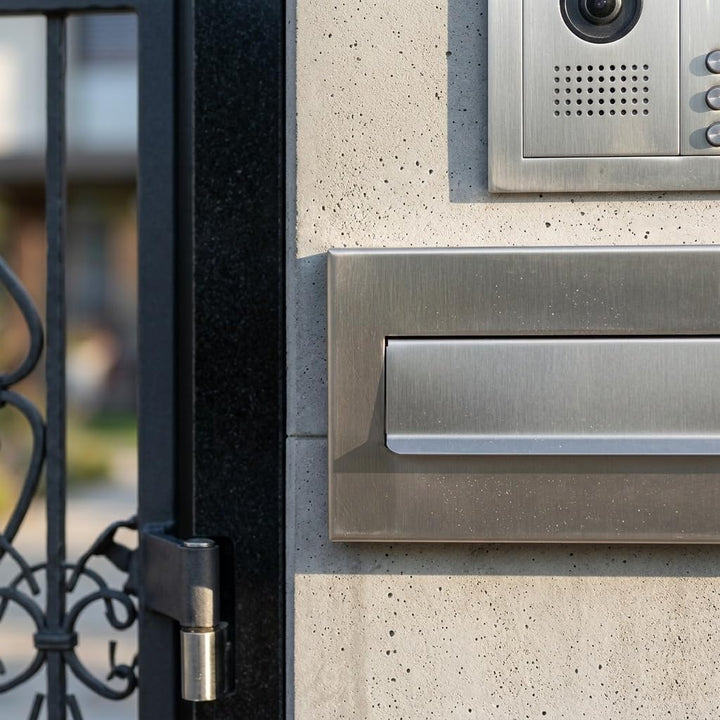 Mauerdurchwurf Briefkasten Edelstahl V2A INOX mit Rahmen Einbaubriefkasten XXL Wandstärke 260–420 mm