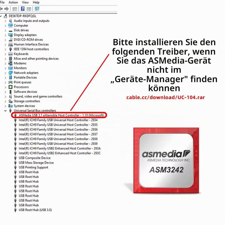 Cablecc USB 3.2 Gen2 Typ-C 20Gbps USB-C auf PCI-E 4X Express Card Adapter für Desktop Motherboard PC