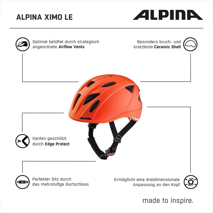 ALPINA XIMO L.E. - Leichter, Sicherer & Bruchfester Fahrradhelm Mit Optionalen LED-Licht Für Kinder