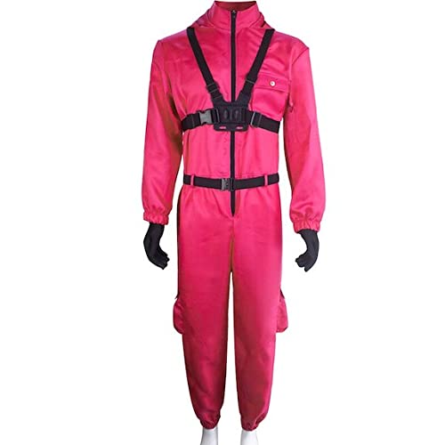 MIMIKRY Koreanisches Gamer Kostüm Erwachsene Overall Rot Lang Gruppenkostüm Korean Game Herren Damen