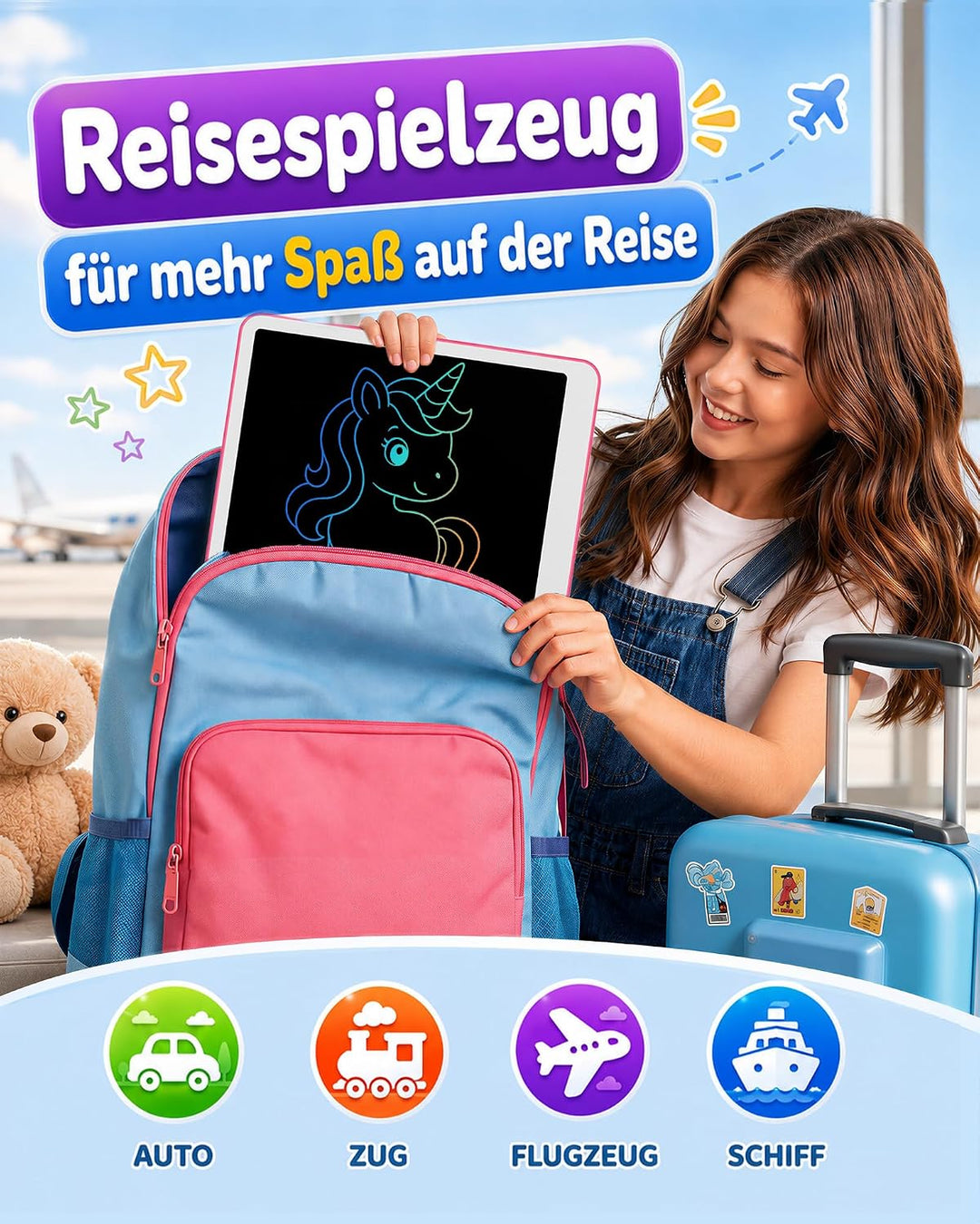 KOKODI Lcd Schreibtafel Kinder für Spielzeug ab 3 jahre, 16 Zoll Heller Bunten Maltafel Zaubertafel
