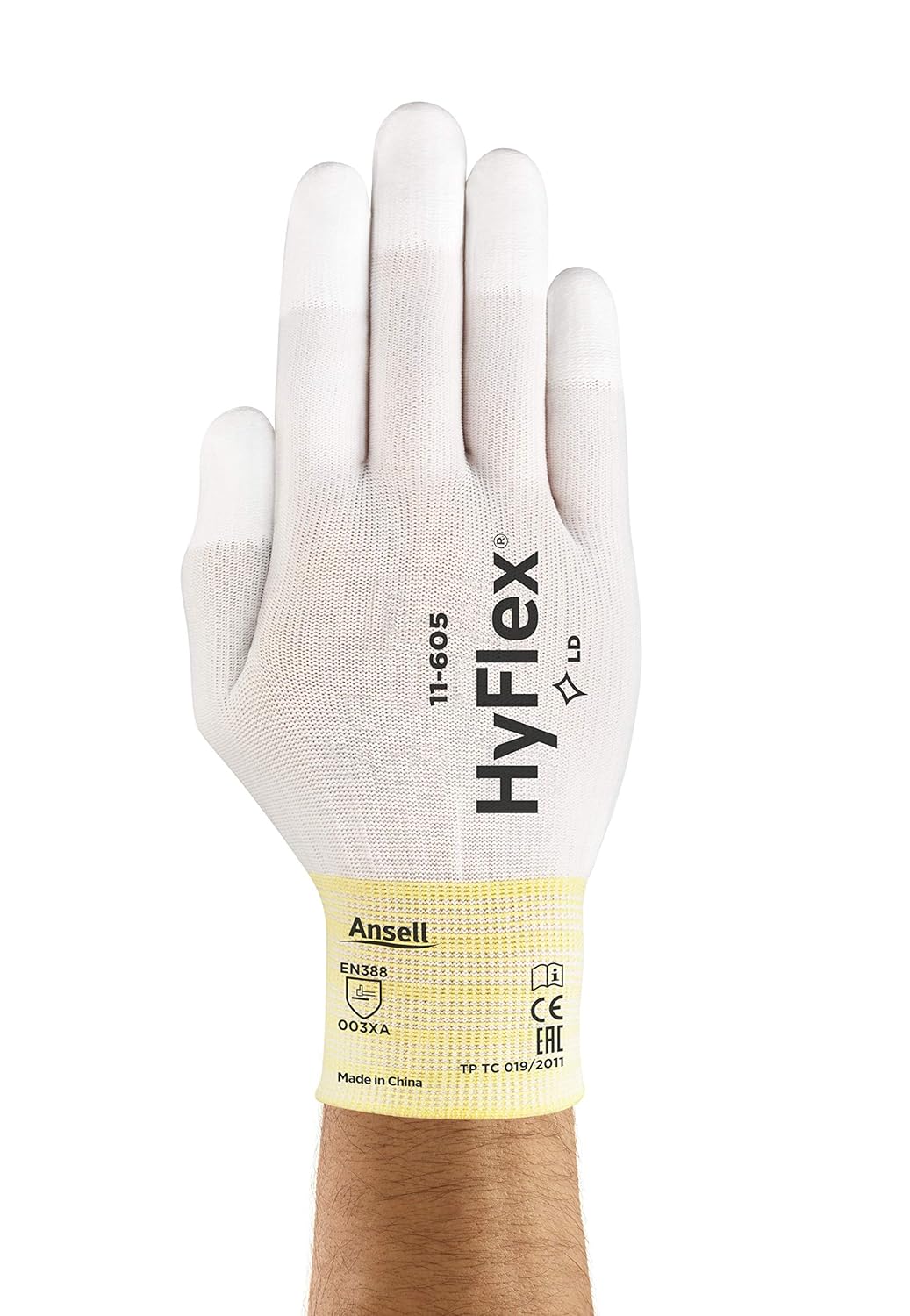 Ansell HyFlex 11-605 Mehrzweckhandschuhe, Mechanikschutz, Weiss, Grösse 6 (12 Paar pro Beutel) Gröss