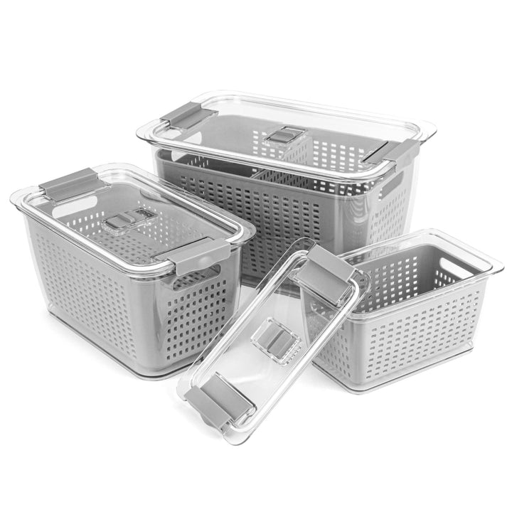 Spesh Frischhaltedosen Set Kühlschrank Organizer Vorratsdosen 3er-Set (2L+4L+5.8L) Kunststoff Kühlsc