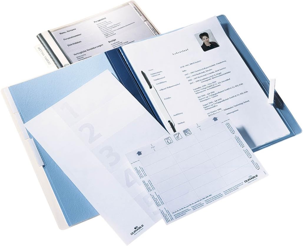 Durable Personalhefter mit Deckblatt und Taben, 5 Unterteilungen, inkl. Hängeschiene, 5 Stück, blau,