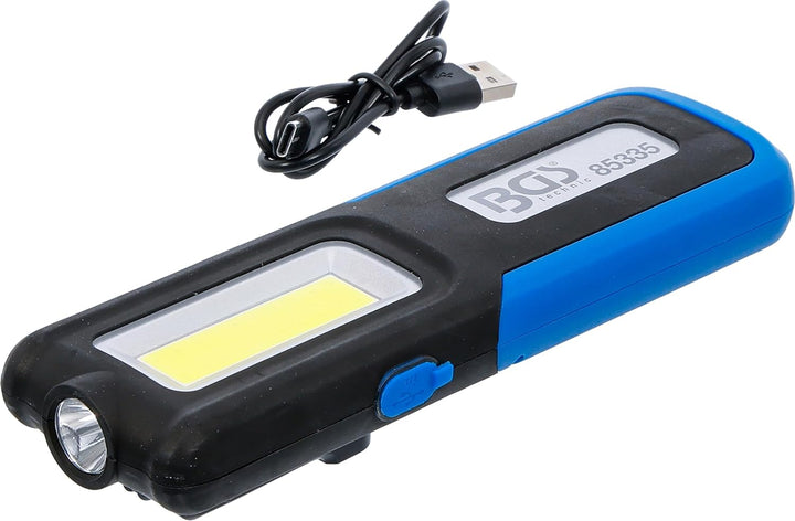 BGS 85335 | COB-LED Arbeits-Leuchte | klappbar | mit Haken und Magnet | 180° drehbares Griffstück in