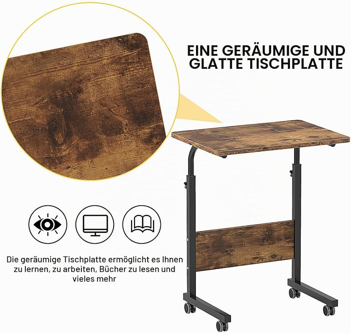 sogesfurniture höhenverstellbar Laptoptisch Laptopständer Computertisch mit Rollen, mobiler Beistell
