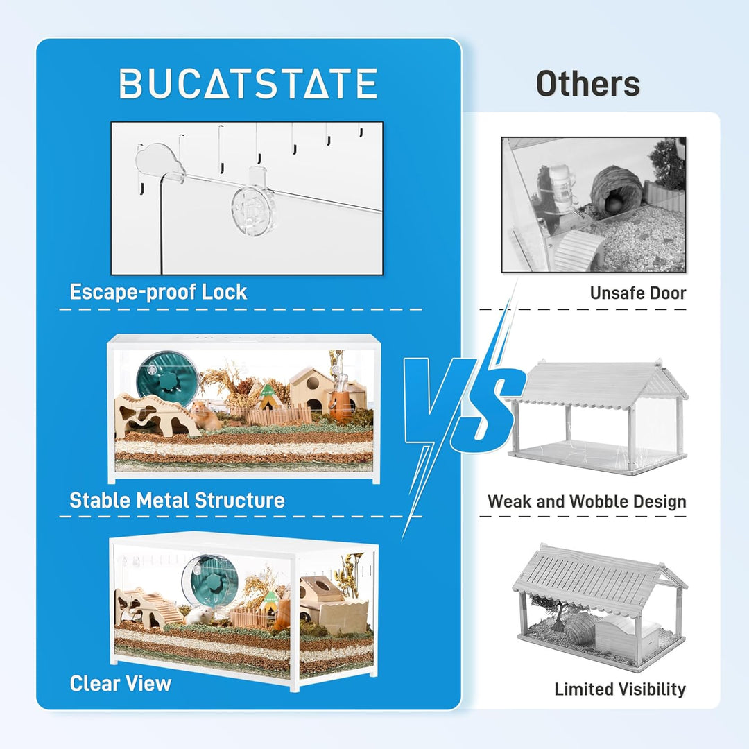 BUCATSTATE Hamsterkäfig Metall 2,0 - Kleintierlebensräume Gross stapelbar mit tiefem Graben 100 * 50