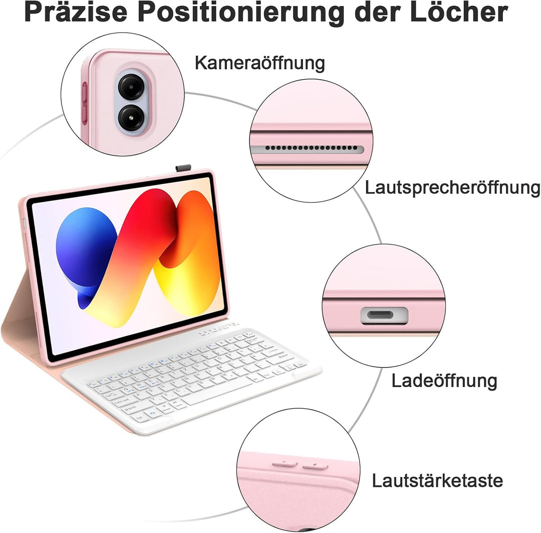IVEOPPE Hülle mit Tastatur für Xiaomi Redmi Pad 2 Pro 12,1 Zoll 2025, Deutsches QWERTZ Keyboard, Blu