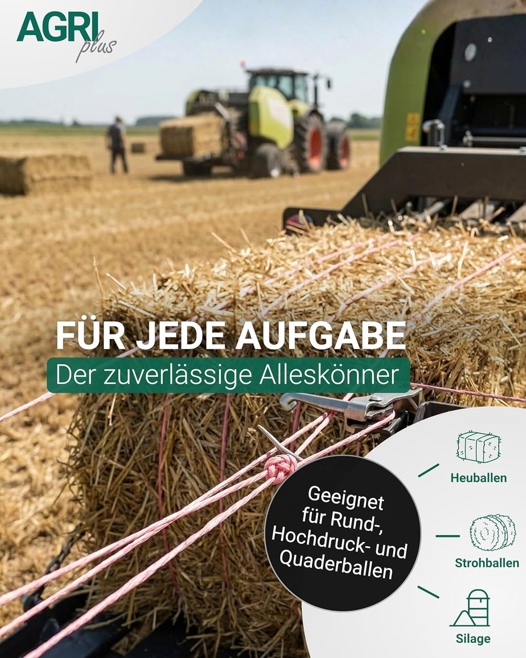 AGRI plus 1 Doppelpack Pressengarn/Erntegarn (10 kg - Für Hochdruckballen 400 m/kg, Blau) 10 kg - Fü
