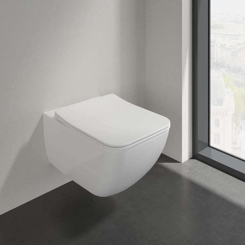 Villeroy & Boch Venticello WC-Sitz SlimSeat, abnehmbarer Toilettensitz mit Absenkautomatik, aus bruc