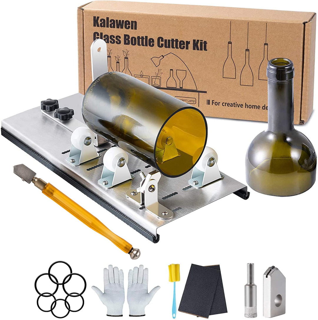 Kalawen Glasschneider für Flaschen Edelstahl Flaschenschneider 5 Verstellbares Rad Glasschneider Bot