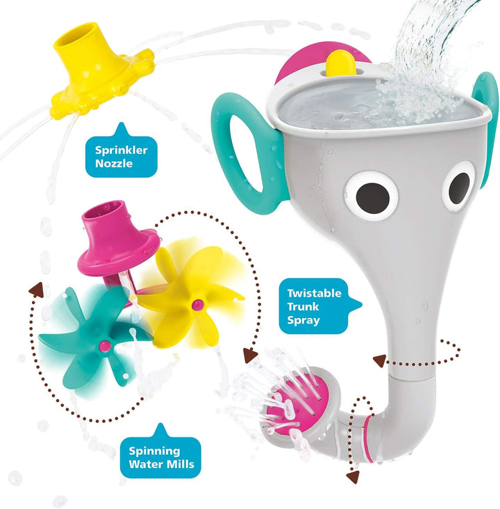 Yookidoo FunEleFun Fill ’N’ Sprinkle Badespielzeug – Elefantenrüssel-Trichter mit 3 austauschbaren A