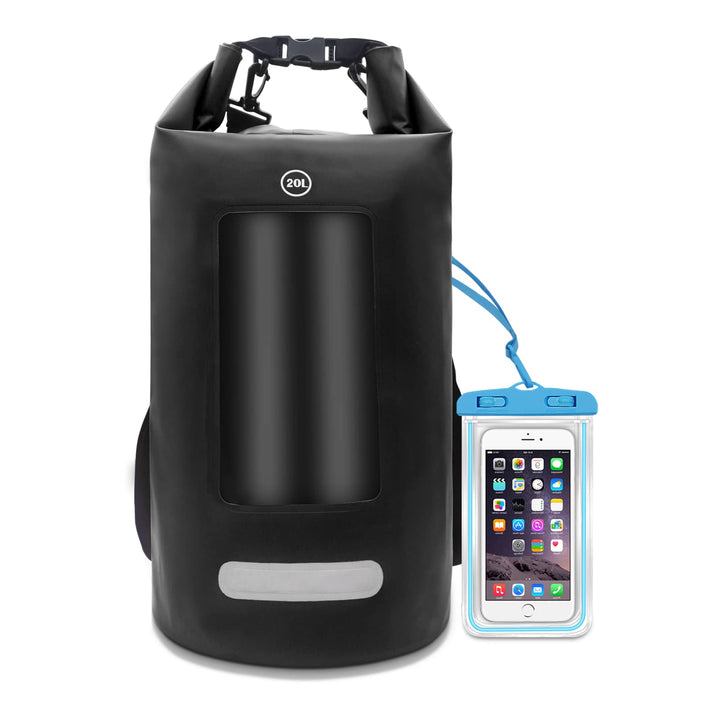 wasserdichte Tasche für Wassersport, 10L/20L/30L Dry Bag mit Handy Tasche, Wasserfester Rucksack, Le