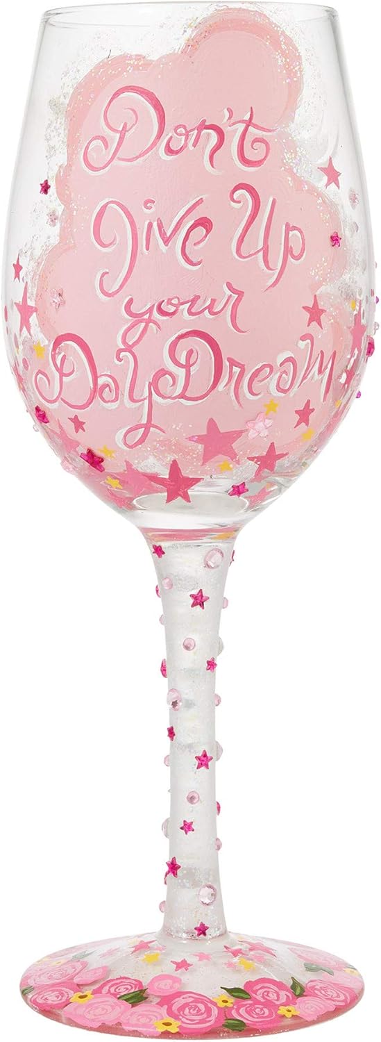 Enesco Designs by Lolita Daydreams handbemaltes Weinglas, 425 ml, mehrfarbig