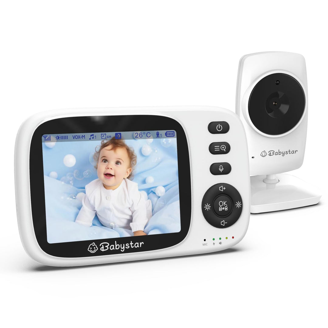 Babystar Babyphone mit Kamera, 3.2 Zoll Video-Babyphone Wireless, Nachtsicht, Temperaturüberwachung,